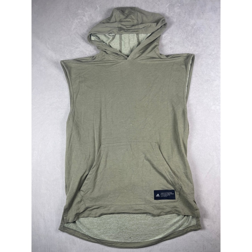 Adidas Mens Aeroready Sleeveless Hoodie Olive Green Performance Fit Medium